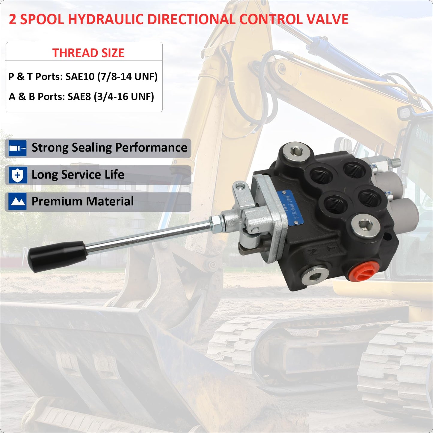 INPANOLS Hydraulic Control Valve with Joystick, 2 Spool 11GPM Hydraulic Directional Valve for Log Splitters, Tractors Loaders