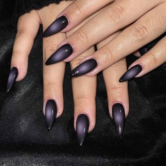 IMSOHOT Press on Nails Medium Almond Fake Nails Purple Ombre Stiletto Acrylic False Nails Gel Full Cover UV Artificial Nails 24PCS
