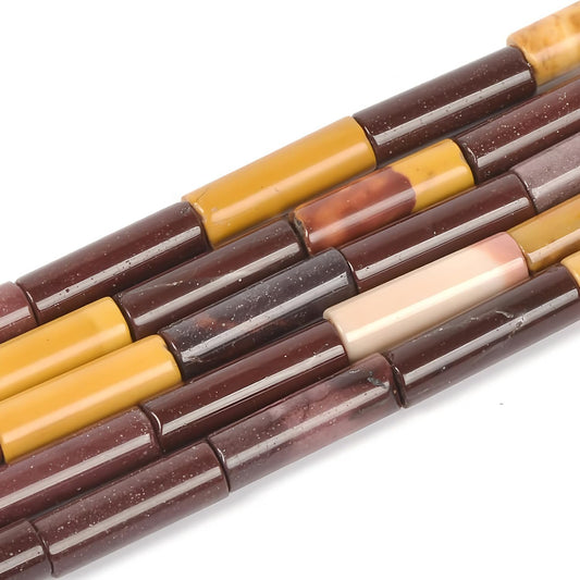 HAAMIIQII Natural Mookaite Jasper Tube Beads 13x4mm Column Stone Cylinder Gemstone Loose Beads for Jewelry Making Strand 15 Inch (28-29pcs)