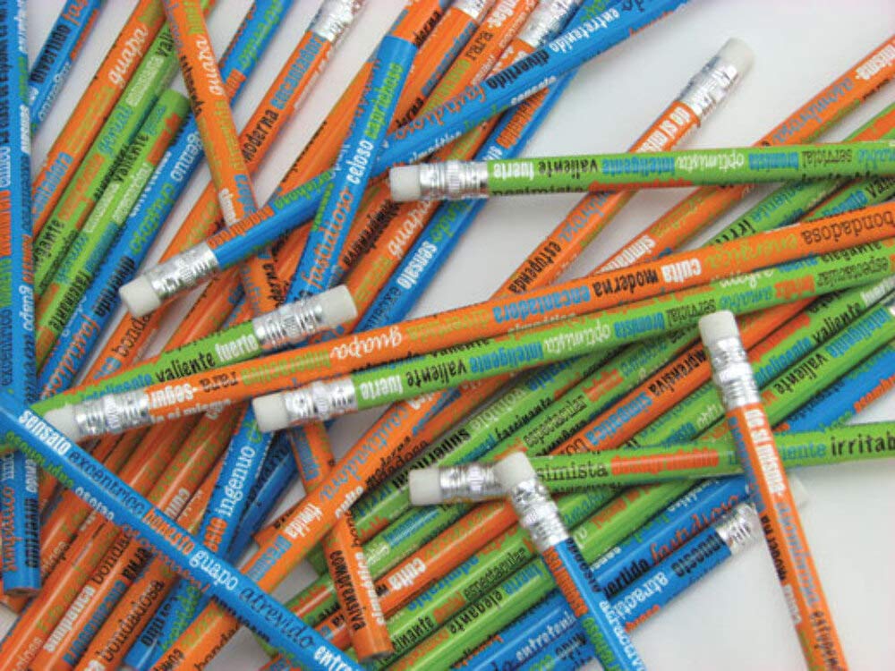 Adjectives Spanish Pencils Assorted 12 Dozen (144)