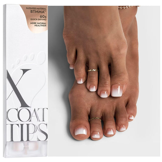 BTArtboxnails XCOATTIPS Toe Nail Tips - Ombre Short Press On Toenails for Women, 160 Pcs 16 Sizes Brown White Soft Gel Toe Nail Press Ons, Soak Off Acrylic Fake Toe Nail Extensions