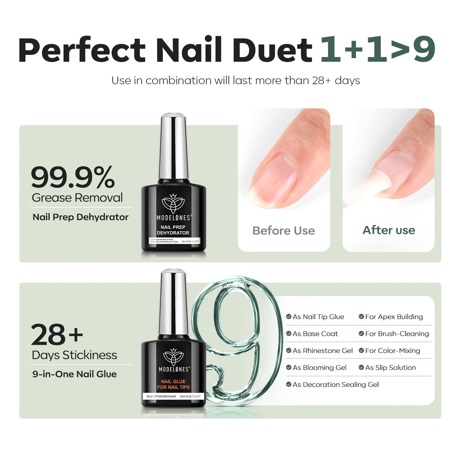 modelones X Nail Gel Kit, Fake Nails Long Coffin, 9-in-One Glue Prep Dehydrator & Portable Mini U V Light Acrylic Clipper, 500Pcs Coffin Tips for Extension Kit DIY Salon Home Gifts for Women