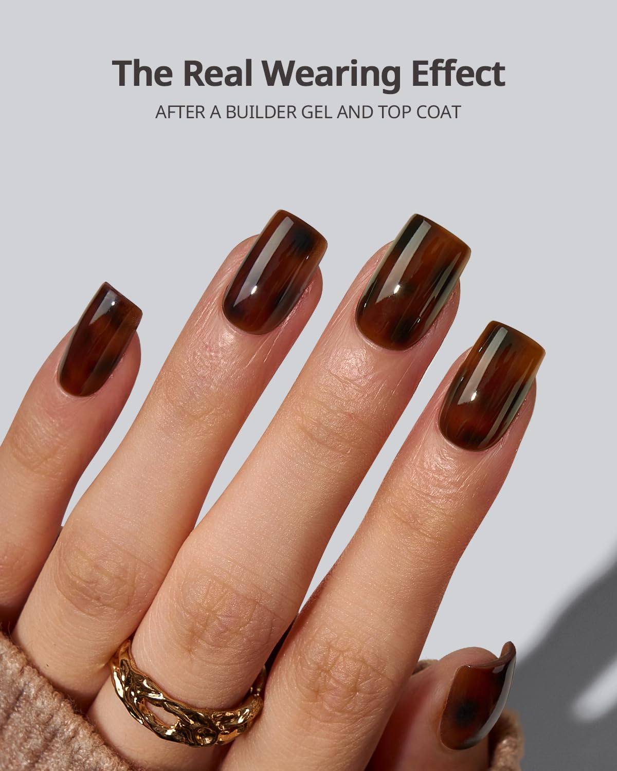 BTArtboxnails SOFTCOATTIPS Press On Nails - Tortoiseshell Short Square Press On Nails, 96Pcs Salon Quality Soak Off Soft Gel Nail Tips in 16 Sizes