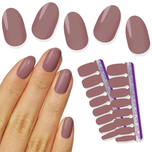 Color Street Nail Strips - Sheer Deep Mauve Jelly, 16 Double-Ended Strips for Layering and Custom Colors, Macaron-Inspired Design, Easy Application, Create Unique Looks Without the Calories or Mess