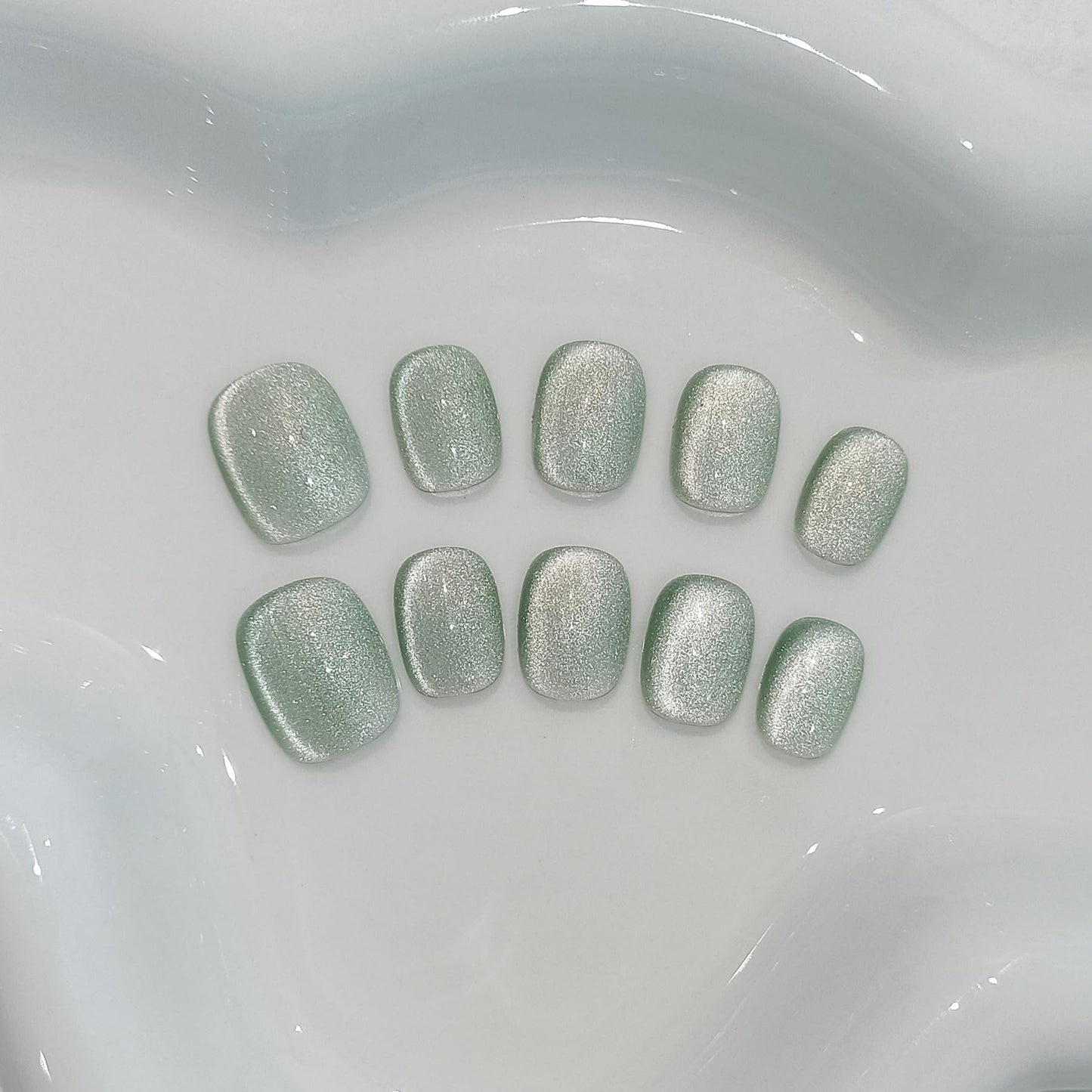 TENPAL Handmade Press On Nails Cat Eye, 10Pcs Short Square(S)