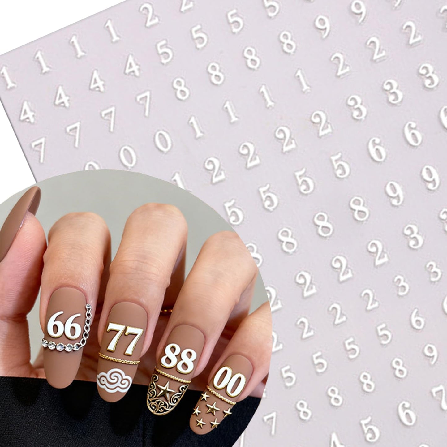 6 Sheets Letters and Numbers Nail Art Stickers 3D Self-Adhesive Black White Silver Letters Nail Decals Holographic Number Nails Stickers Decoration Suitable Women Daily DIY Manicure Supplies Set