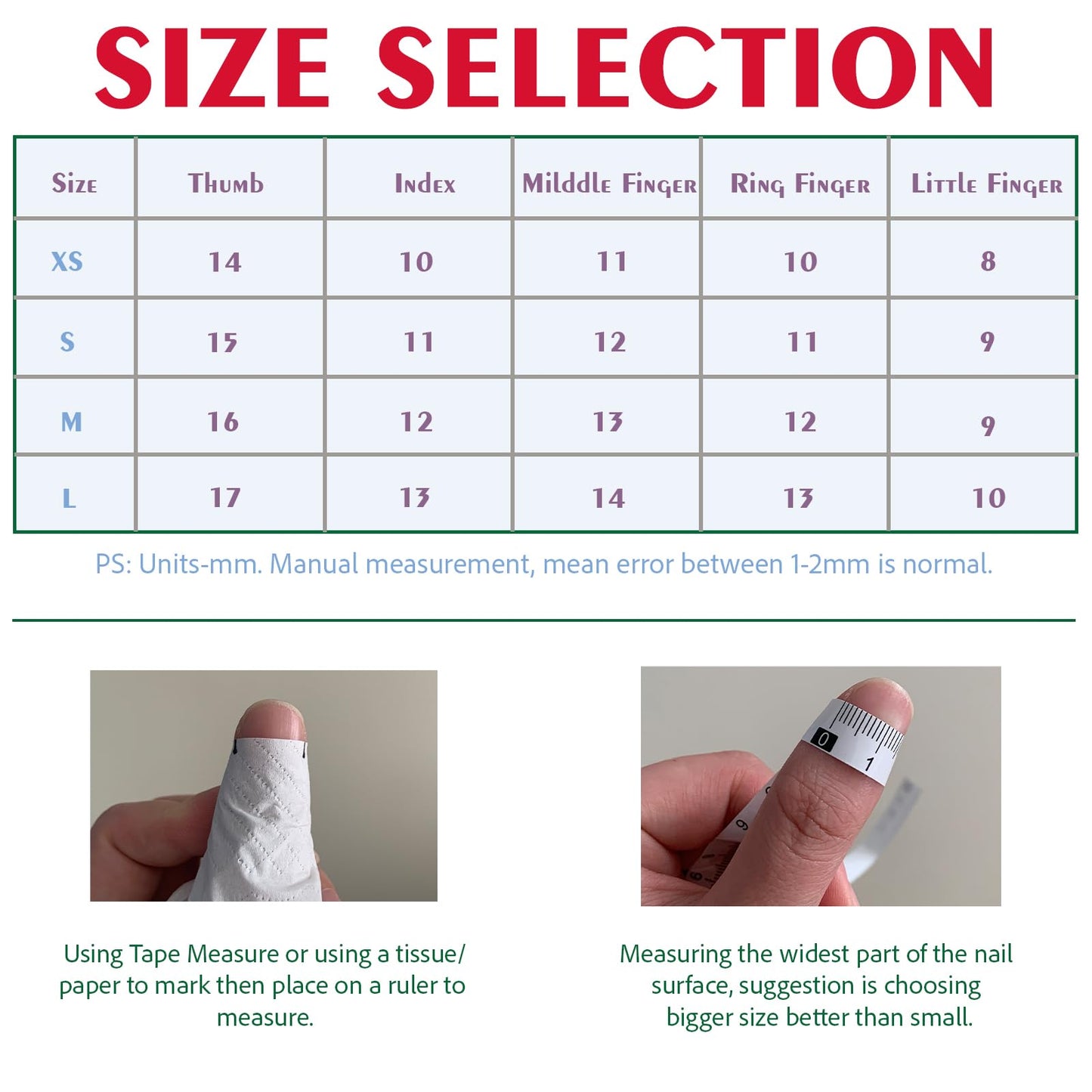 Press On Nails, Artificial Nail Tips, Fake Nails Set (Thorn Heart - M, Medium)