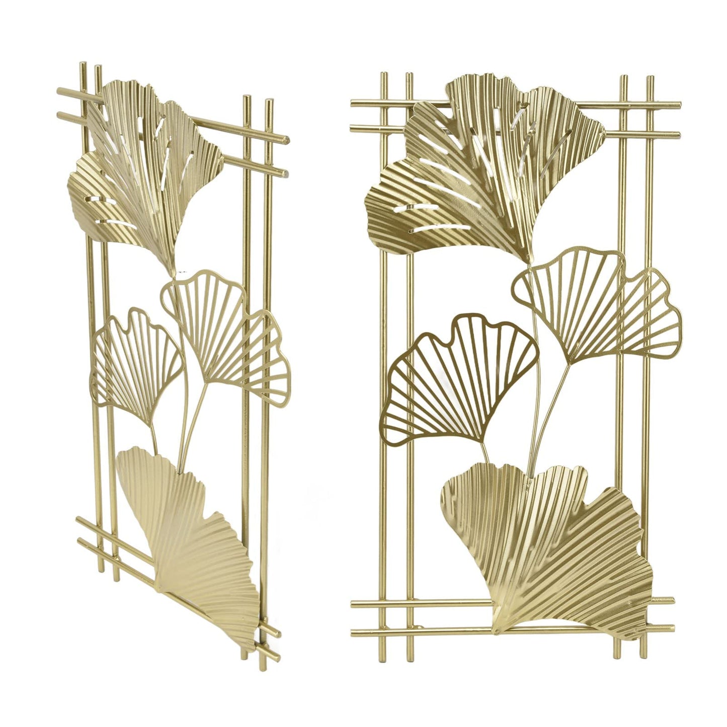 Omabeta Gold Metal Wall Decor, Aristocratic Luxurious Golden Leaf Wall Sculpture Assembly Free Elegant for Hotel