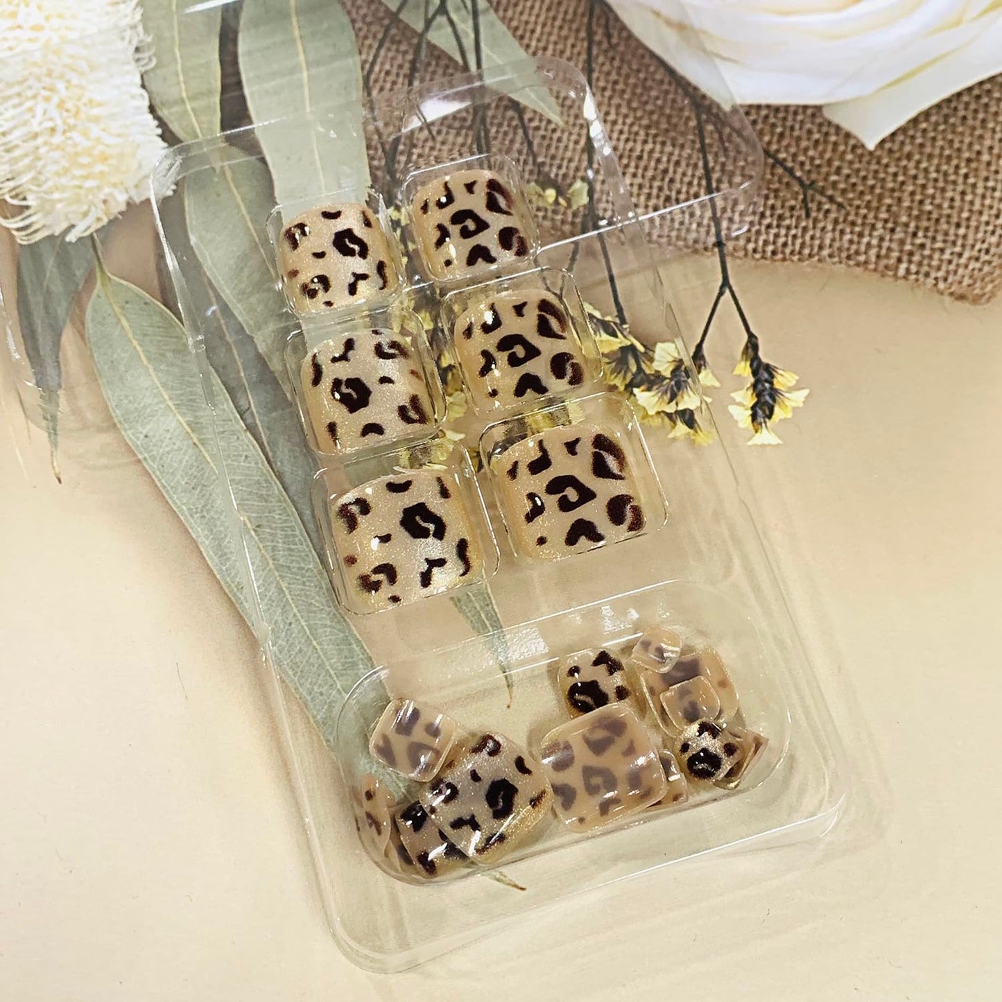FIEONCIY Press on Toenails with Designs Acrylic Fake Nails for Toe Artificial False Nails with Charms Glue on Toe Nails for Spring Summer Stick on Toenails for Women Girls(JP3704)
