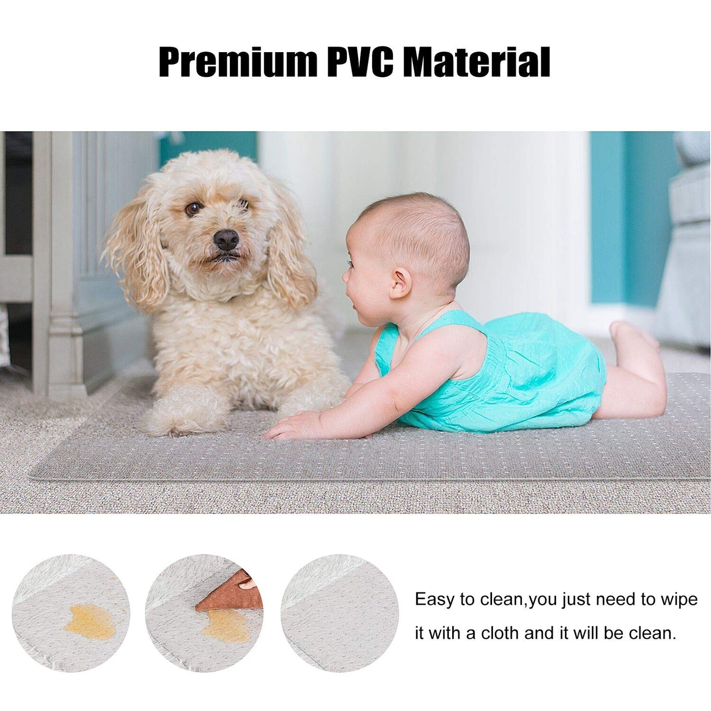 Kuyal Office Chair Mat for Carpets,Transparent Thick and Sturdy Highly Premium Quality Floor Mats for Low and No Pile Carpeted Floors, with Studs (48" X 48" Rectangle)