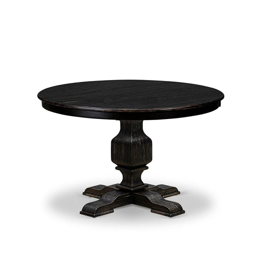 Luxe by East West Furniture FE3-11-TP - Modern Dining Table with Acacia Wood Round Tabletop, Sand Blasted Black Finish