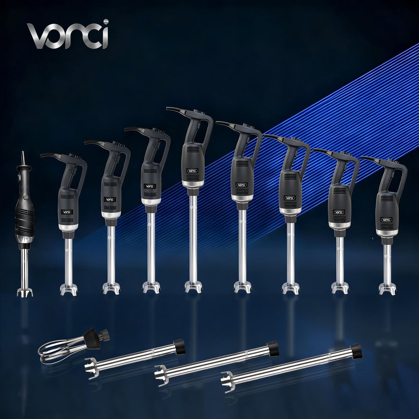 VONCI 750W Commercial Immersion Blender, Extra Heavy Duty Hand Blender with Variable Speed 8000-19000RPM, Handheld Stick Mixer with 22" SUS 304 Shaft, Commercial Emulsifier for Restaurant Kitchen.