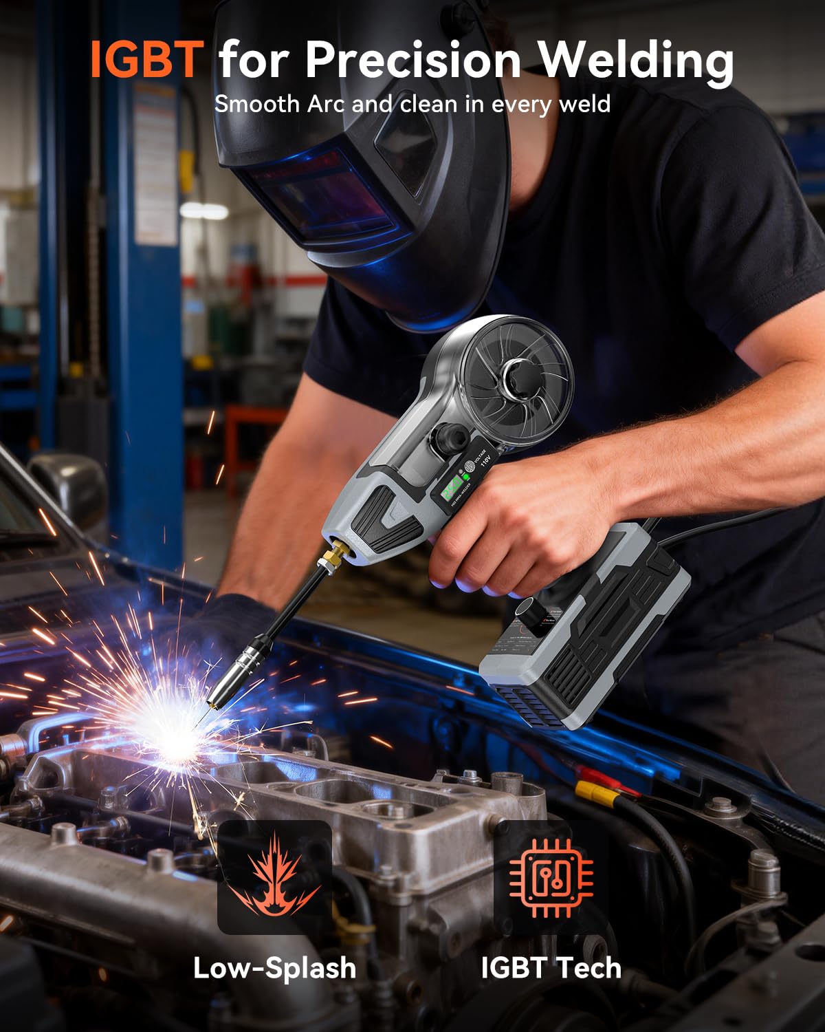 2 in 1 Handheld MIG and Stick Welder: PLOWIC 250A Portable Welding Machine, 110V Gasless Flux Core Wire Feed & MMA ARC Welder Gun for Home DIY, Repair, Farm - for .032"/.040" Wire and 3/32"-1/8" Rod