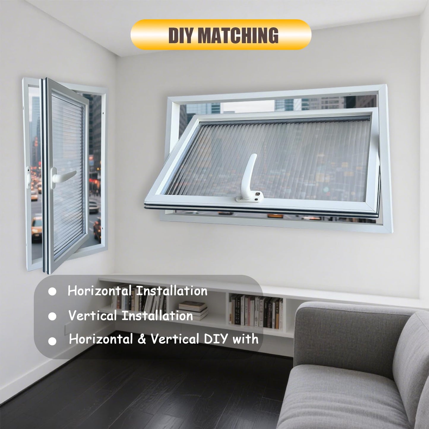 32x24inWindows for houses, 360° Rotation Sliding Window, Flush Mount Rotating Ventilated Windows, Basement Window with Tempered Glass, for Bathroom/Kitchen/Warehouse/Playhouse (White, 32x24in)