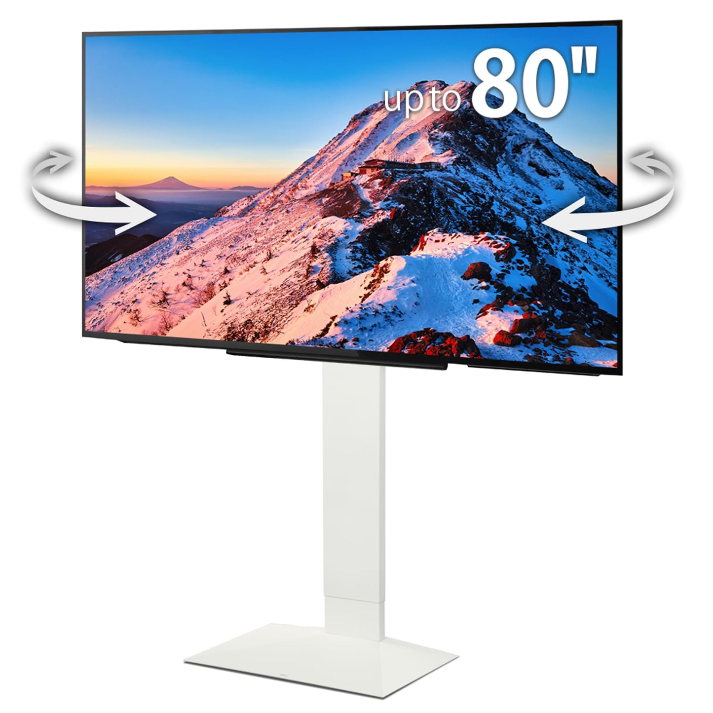 WALL V3SW High Type, Sleek Ultra-Thin Tall TV Stand for 32–80" TVs, Satin White, Swivel Function, Free Standing, Space-Saving Design, for Living Room and Bedroom, No Drill Setup, Japan-Engineered