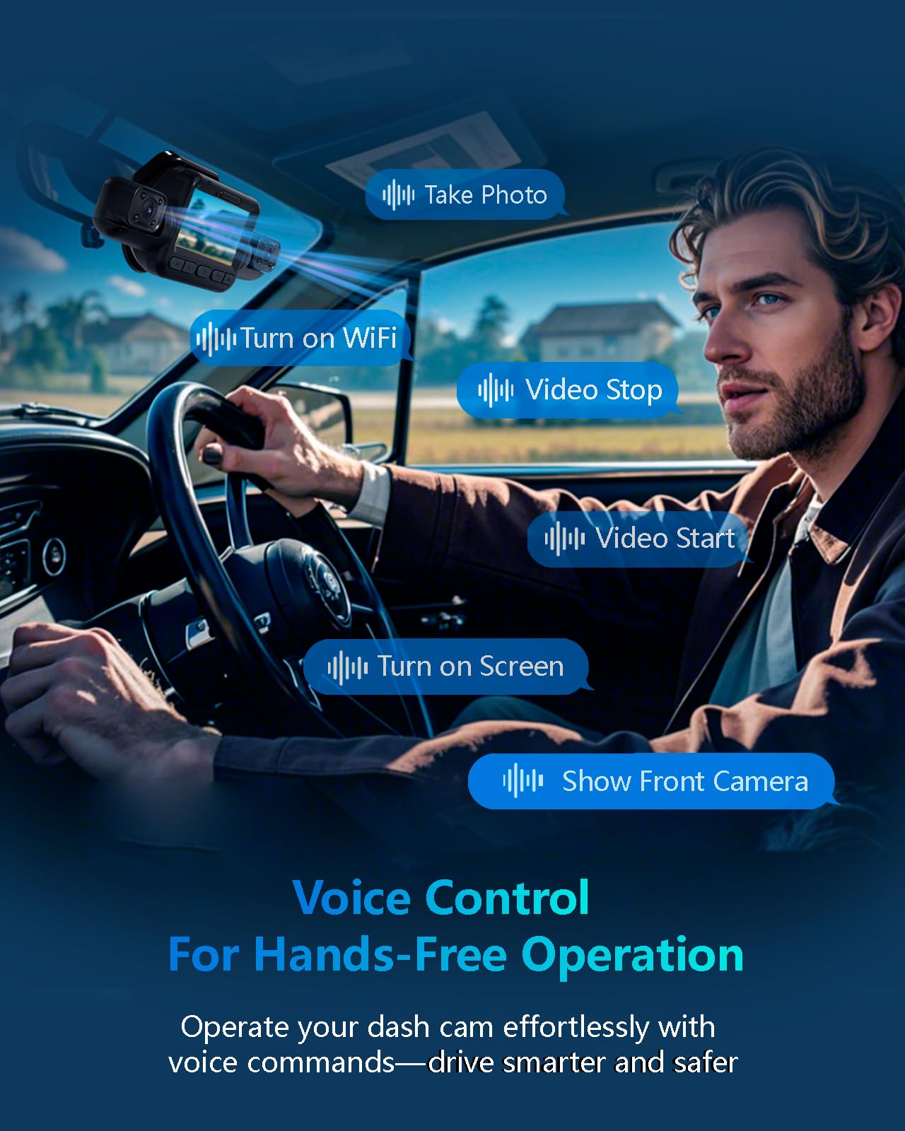 AI 4K Dash Cam Front and Rear Recording with Driver Monitoring System, STARVIS 2, 360° View 4 Channel Dashcam Free 64G Card, 5G Wi-Fi GPS, 3" Touch Screen, Night Vision, 24/7 Parking Mode, V8 MAX