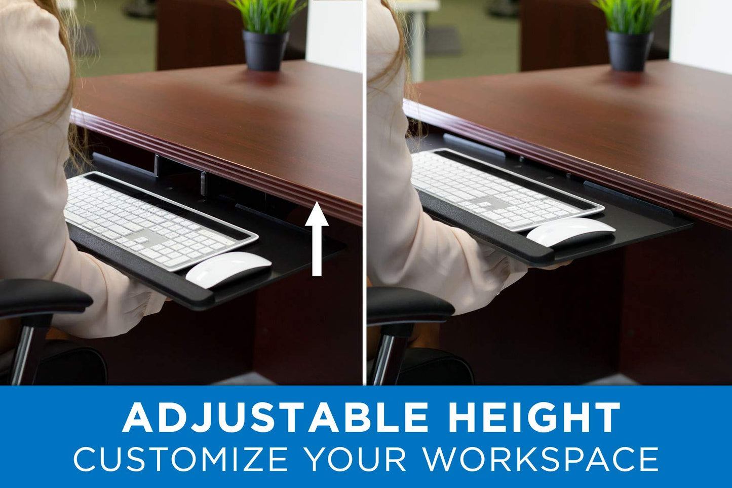 Mount-It! Keyboard Tray Under Desk, Full Motion Computer Keyboard and Mouse Tray, Slide Out Ergonomic Keyboard Drawer with Gel Wrist Pad, 26" Wide, Tilt, Swivel and Height Adjustment, Black