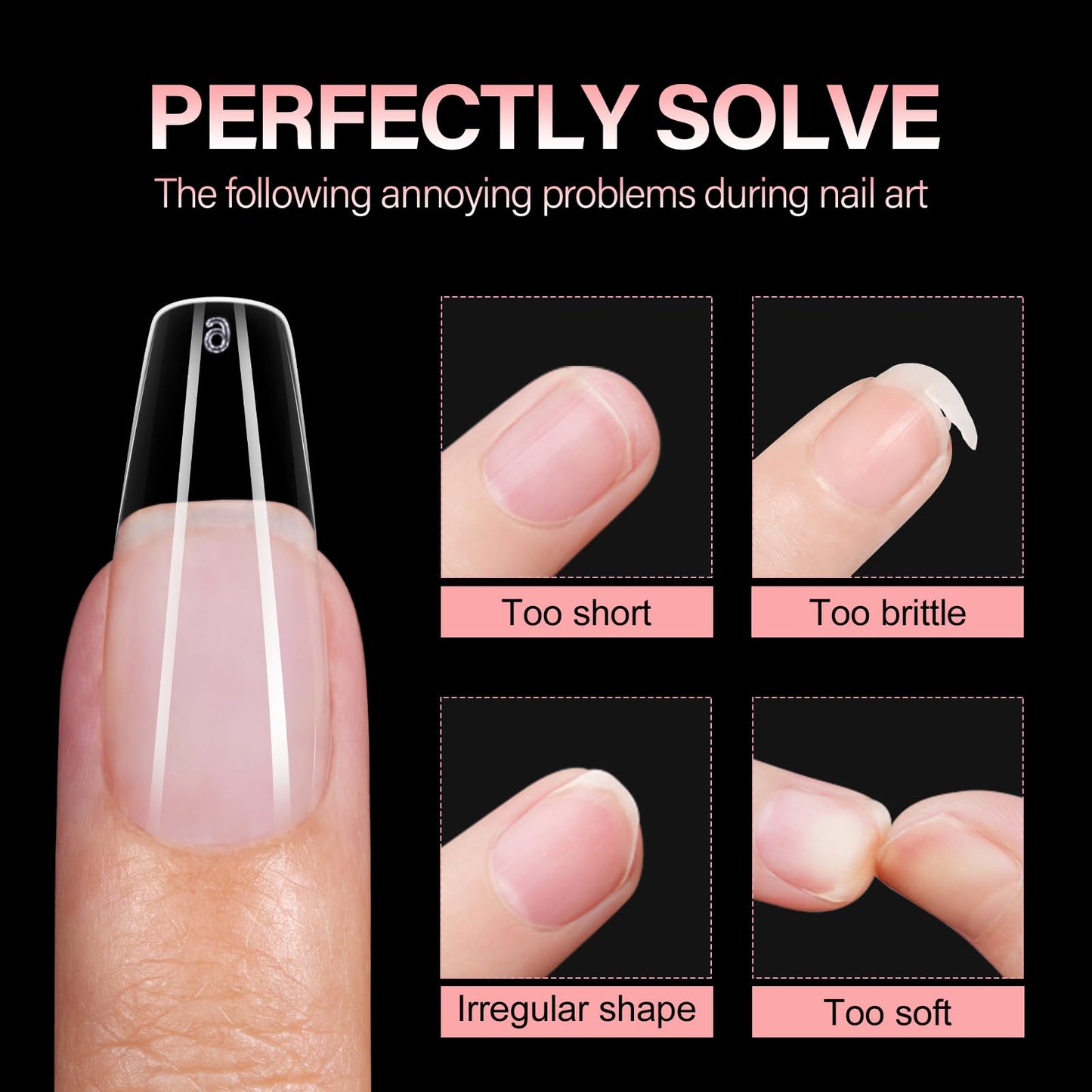 AILLSA Medium Coffin Nail Tips - Full Cover Half Matte Nail Tips 240pcs Pre-filed False Nails Tips, Press on Acrylic Nails for Manicure