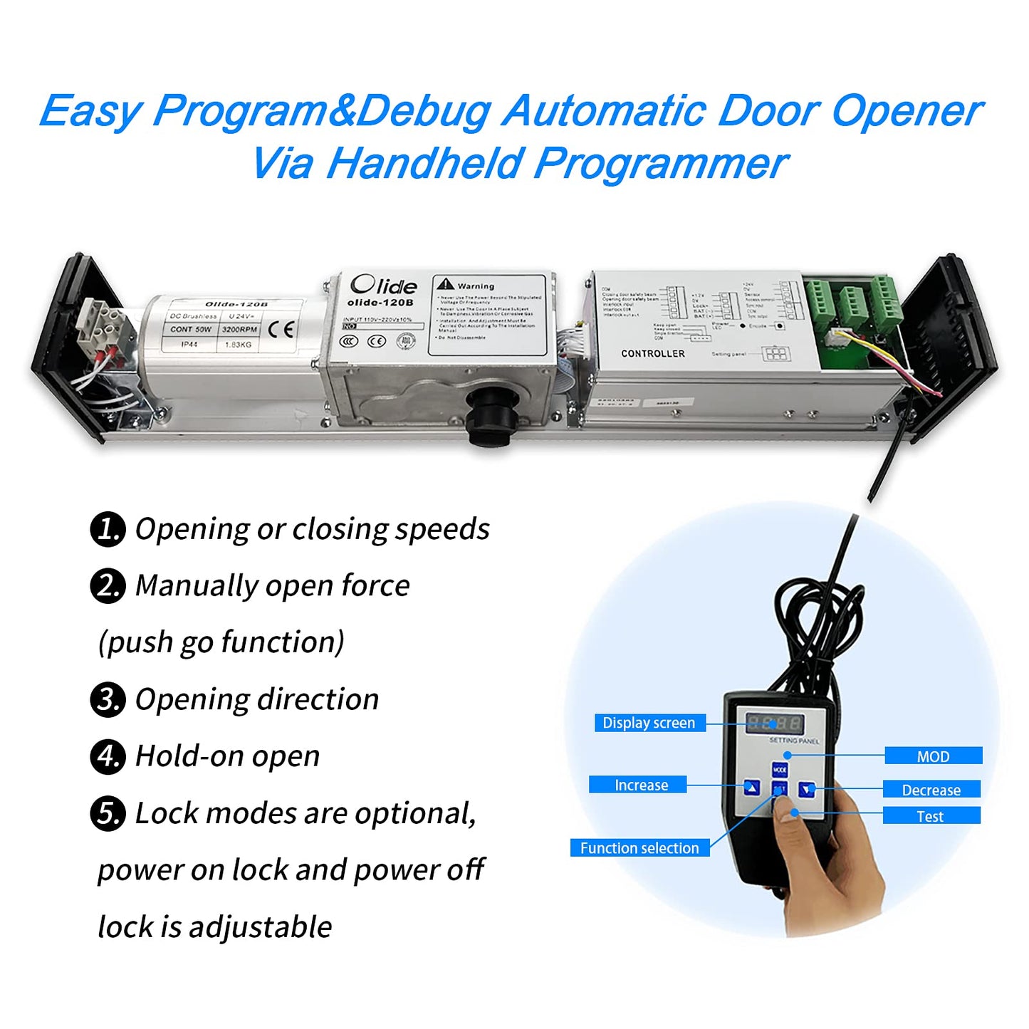 Olideauto Home Electric Door Opener Wireless Handicap Door with Wireless Narrow Handicap Push Buttons Olide-511 and Receiver,Compatible for Alexa,Google Assistant,Remote Control via Phone APP TUYA