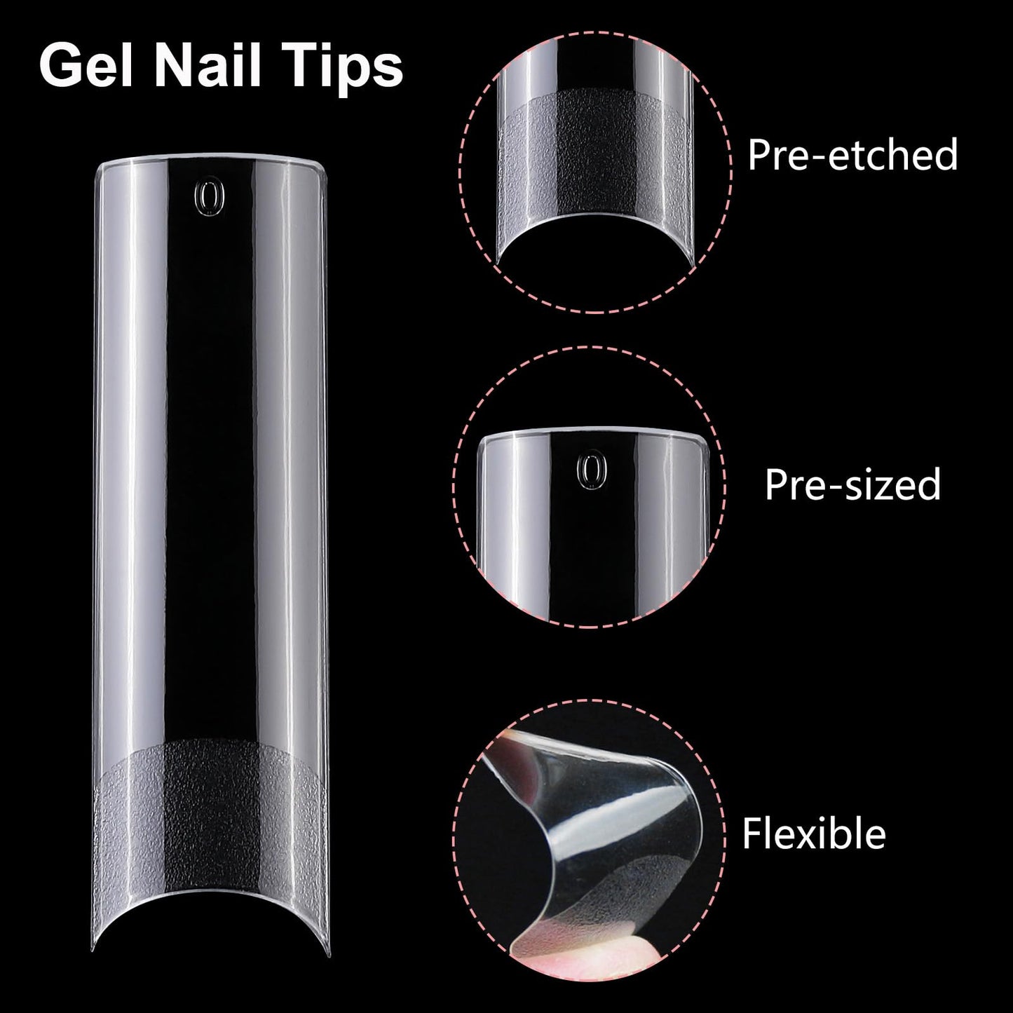 LoveOurHome 240pc XXL Soft Gel Nail Tips Extra Long Clear Fake Nails C Curve Acrylic Nails Half Cover Square Nail Tip Artificial Fingernail False Nails 12 Sizes for Gel Nail Extension
