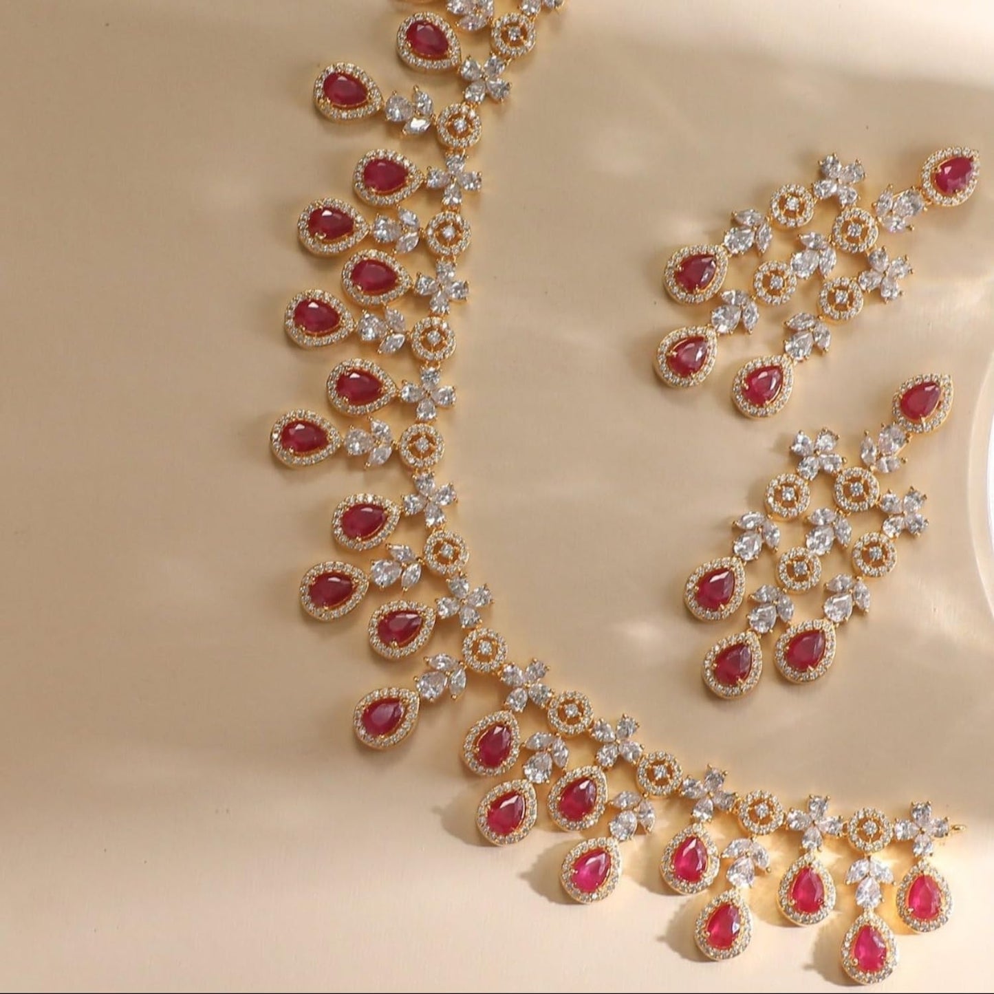 TARINIKA Gold Plated Alina Delicate CZ Necklace Set with Drop Earring Jewelry Sets for Women Perfect for Casual Occasions Classic Indian Necklace Cubic Zirconia, 1 Year Warranty*