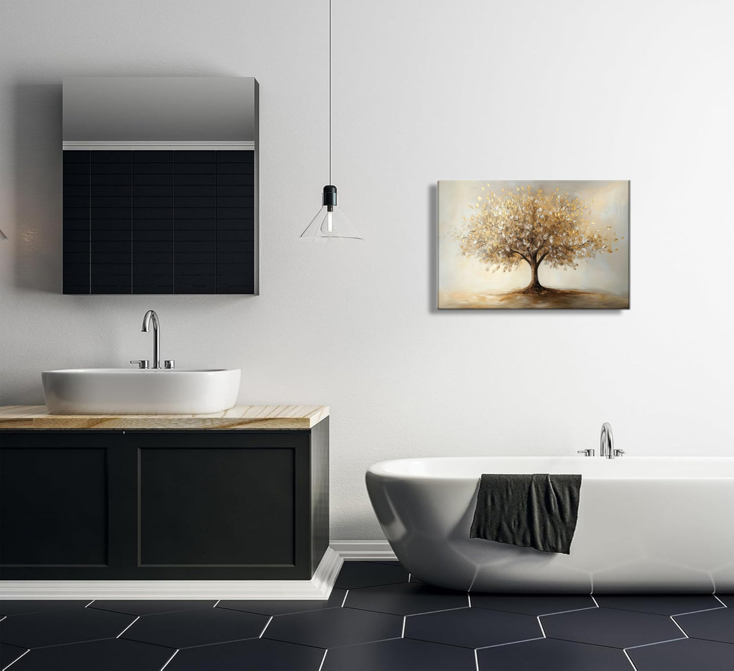 Tree of Life Gold Canvas Wall Art Modern Luxury Golden Big Tree Painting Picture Wall Decor Abstract Textured Plant Poster Print Artwork for Office Living Room dining room study Home Decoration