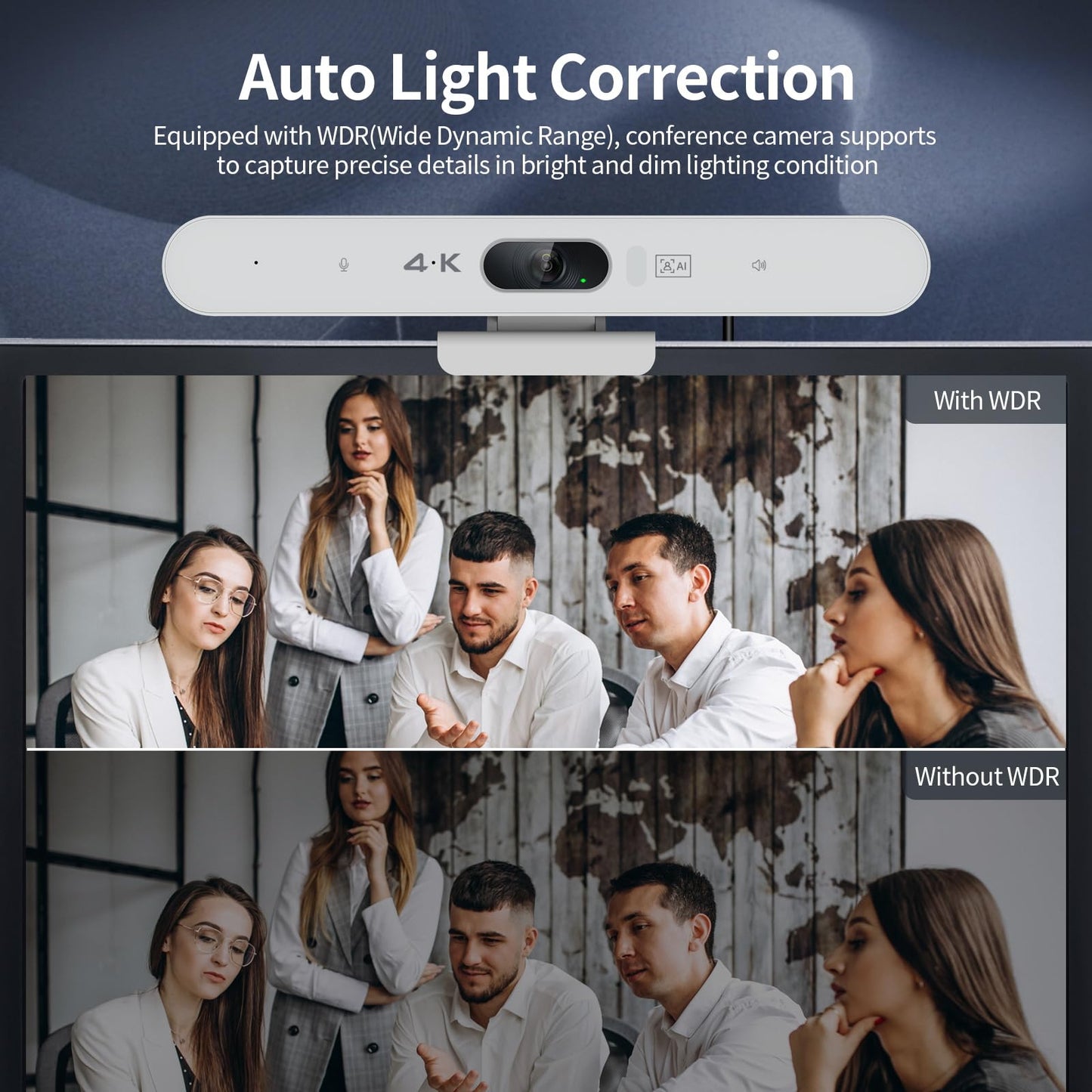 4K All-in-One Video Bar, USB Video Conference System, 4K 8MP Conference Camera & Hi-Fi Speaker & 2 Noise-reducing Mics, Auto Framing & Speaker Tracking, 94°FOV, Auto Light Correction, Plug and Play