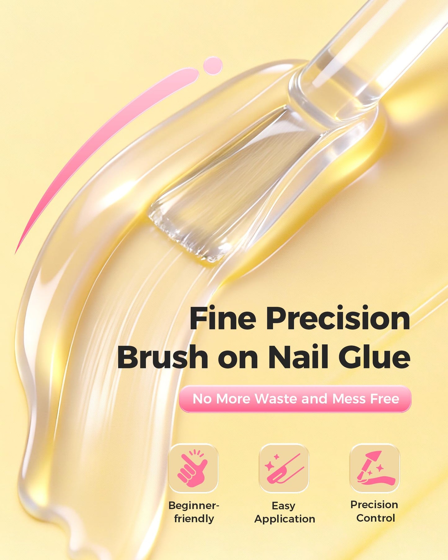 Super Strong Nail Glue for Press Ons, False Nails, Acrylic Nails &Tips [Upgraded Extra Strength Formula] Long-Lasting Hold Fast Bond Brush On Nail Glue(10ml) Quick Drying, Mess-Free & Easy Application