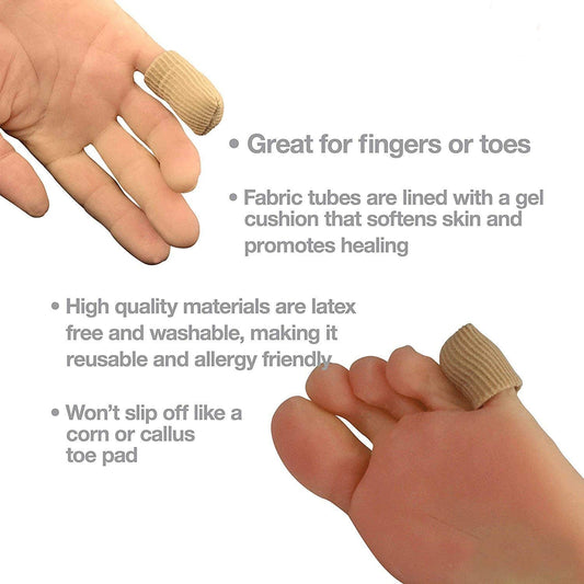 SOHLER 6 Packs Closed Toe Caps Finger Covers Sleeve Protectors, Elastic Fabric Lined with Soft Gel (Large 1"x 2-1/2")