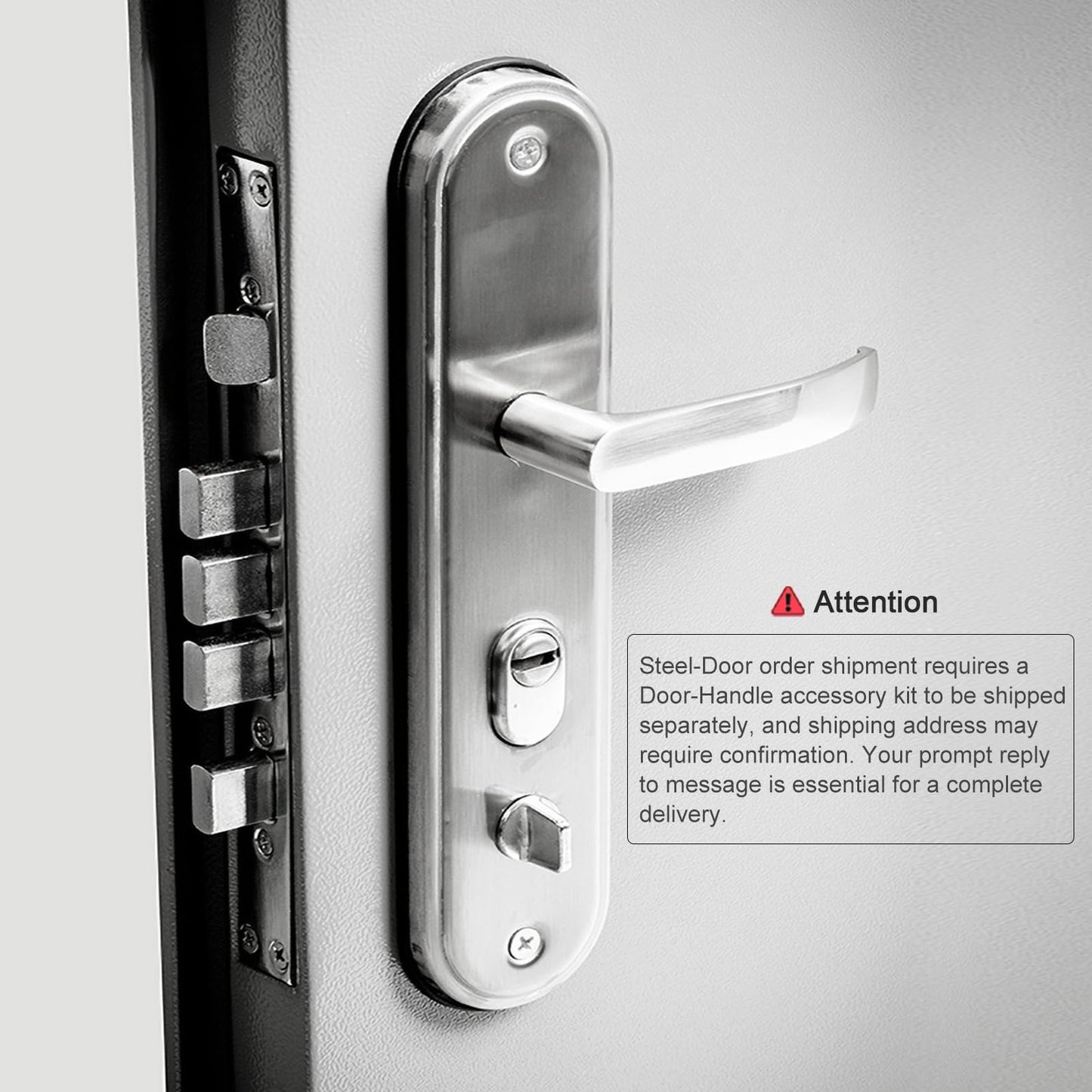VIZ-PRO Quick Mount Steel Security Door with Frame and Hardware, Gray Right Side-Hinged Inward, 39 9/16" - 41 7/8" Width Adjustable, 83 1/2" Height