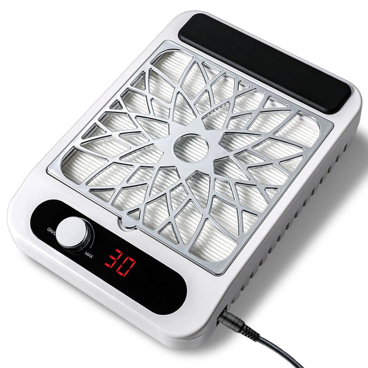 Nail Dust Collector 30 Speed Levels, Reusable Filter, Turbo Fan Dust Collector Powerful Dust Suction Machine,Nail Tech Must Haves for Acrylic Nail Polishing Manicure Salon Home (White, US Plug)