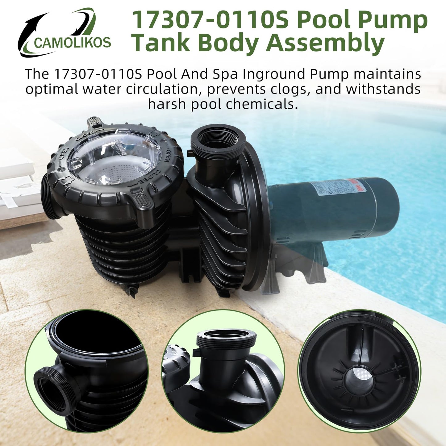 17307-0110S Pool Pump Tank Body Assembly Fits for Pentair Sta-Rite IntelliPro VS 3050 Pumps Max-E-Pro Series Pumps Trap Body Assembly, Pool And Spa Inground Pump