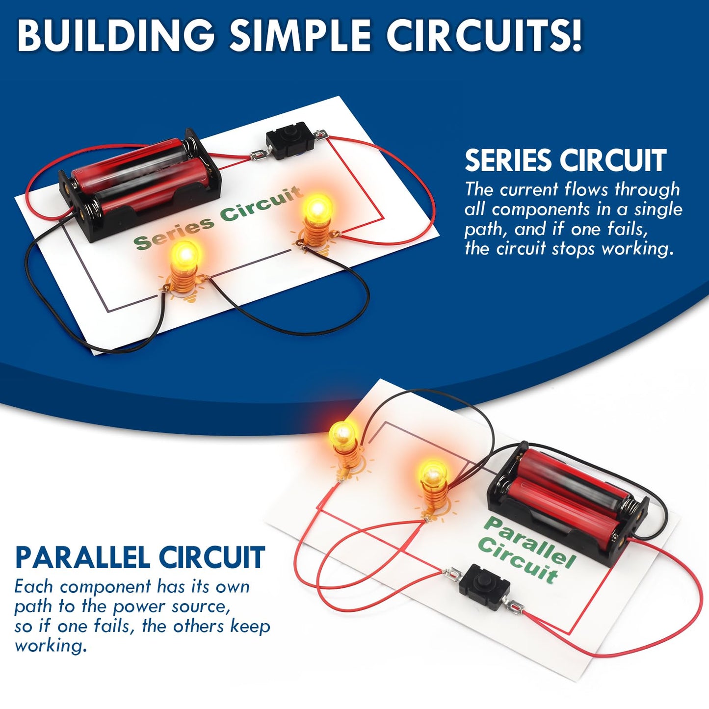STEM Electric Circuit Kit for Kids Ages 8-12, Electrical Circuits Science Project Light Bulb Experiment, Educational STEAM Kits Electricity Toys Boys Girls Electronic Activities 6 7 8 9 10 12 Year Old