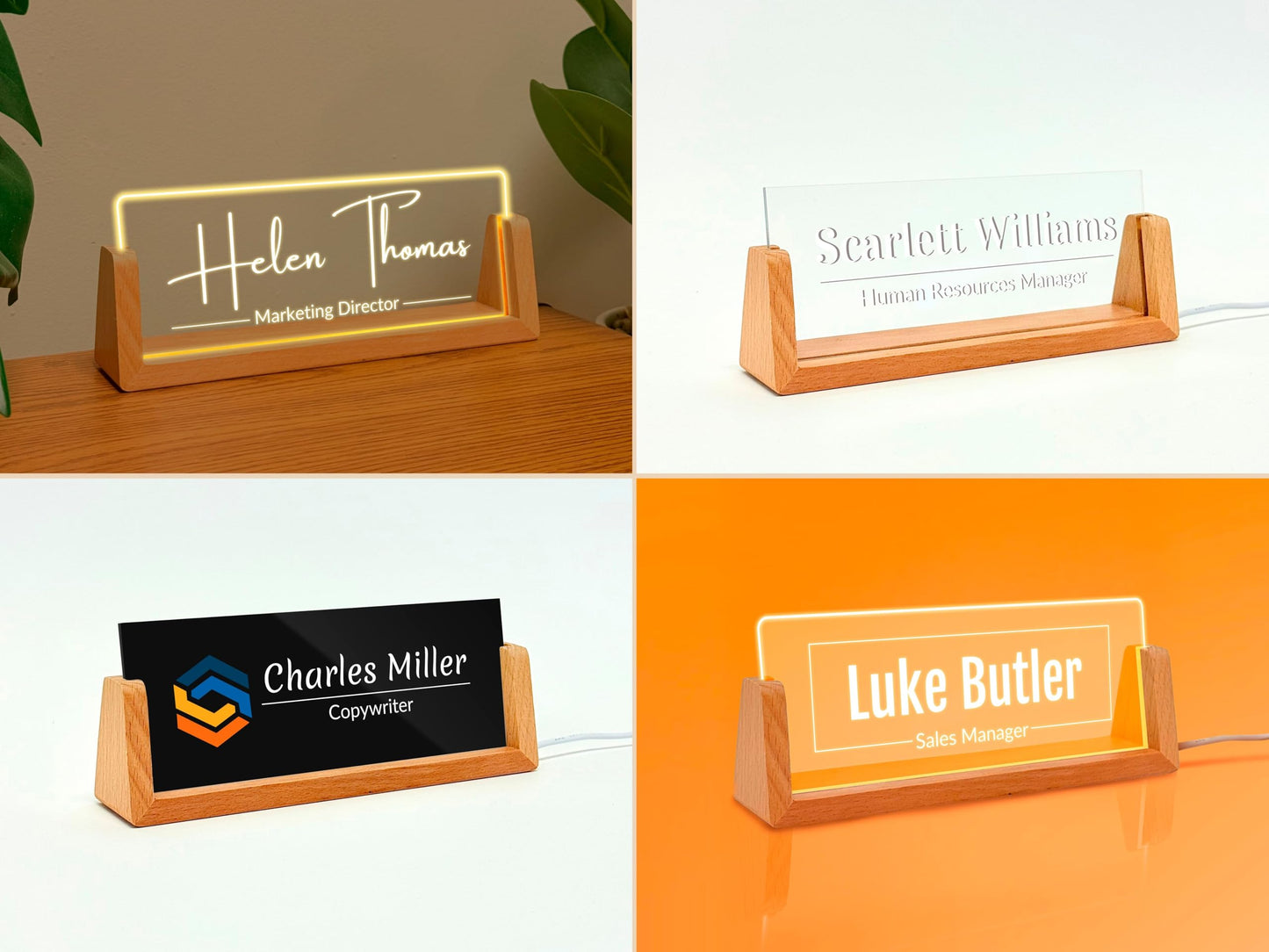 Personalized Office LED Stand Name Plate - Office Desk Name Sign Custom Business Decor for Office Coworkers Employees Corporate Gift Office Decor, Valentines Day