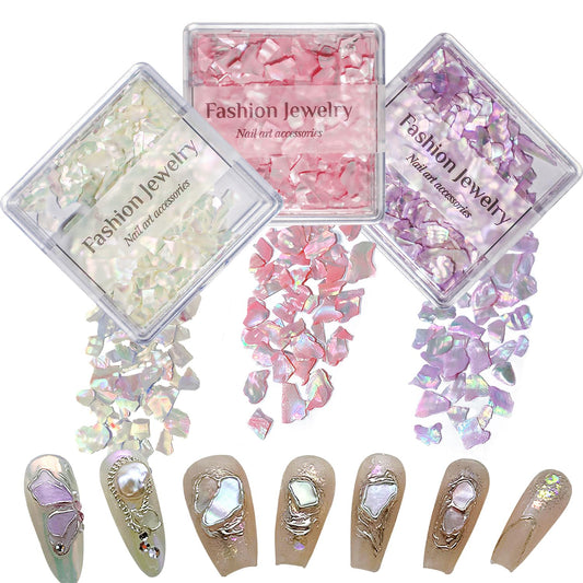 CHANGAR 3D Aurora Polished Colorful Abalone Seashell Slices Nail Art Sequins Natural Color Ultrathin Shell Nail Art Decoration Accessories