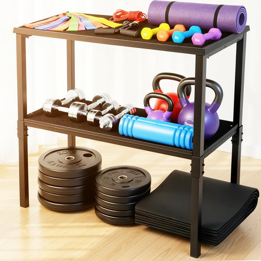 Commercial Heavy Duty Adjustable Dumbbell Stand & Kettlebell Stand, Adjustable Dumbbell Weight Rack, Kettlebell Storage Rack, Weight Rack for Garage/Home Gym/Commercial with Non-Slip Base, Anti-Tip Safety & Space-Saving Design, Weight Capacity 500/600/800