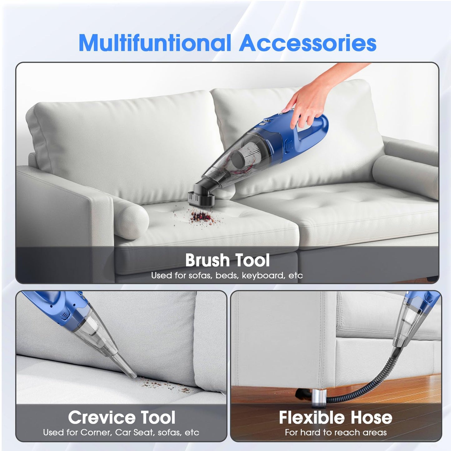 YOOHI Handheld Vacuum Cordless Rechargeable – 6000Pa Mini Hand Held Vacuum, LED Light, 20–25 Mins Runtime, USB Charging, 500ML Cup – Lightweight Small Vacuum Cleaner Cordless for Car/Office/Home