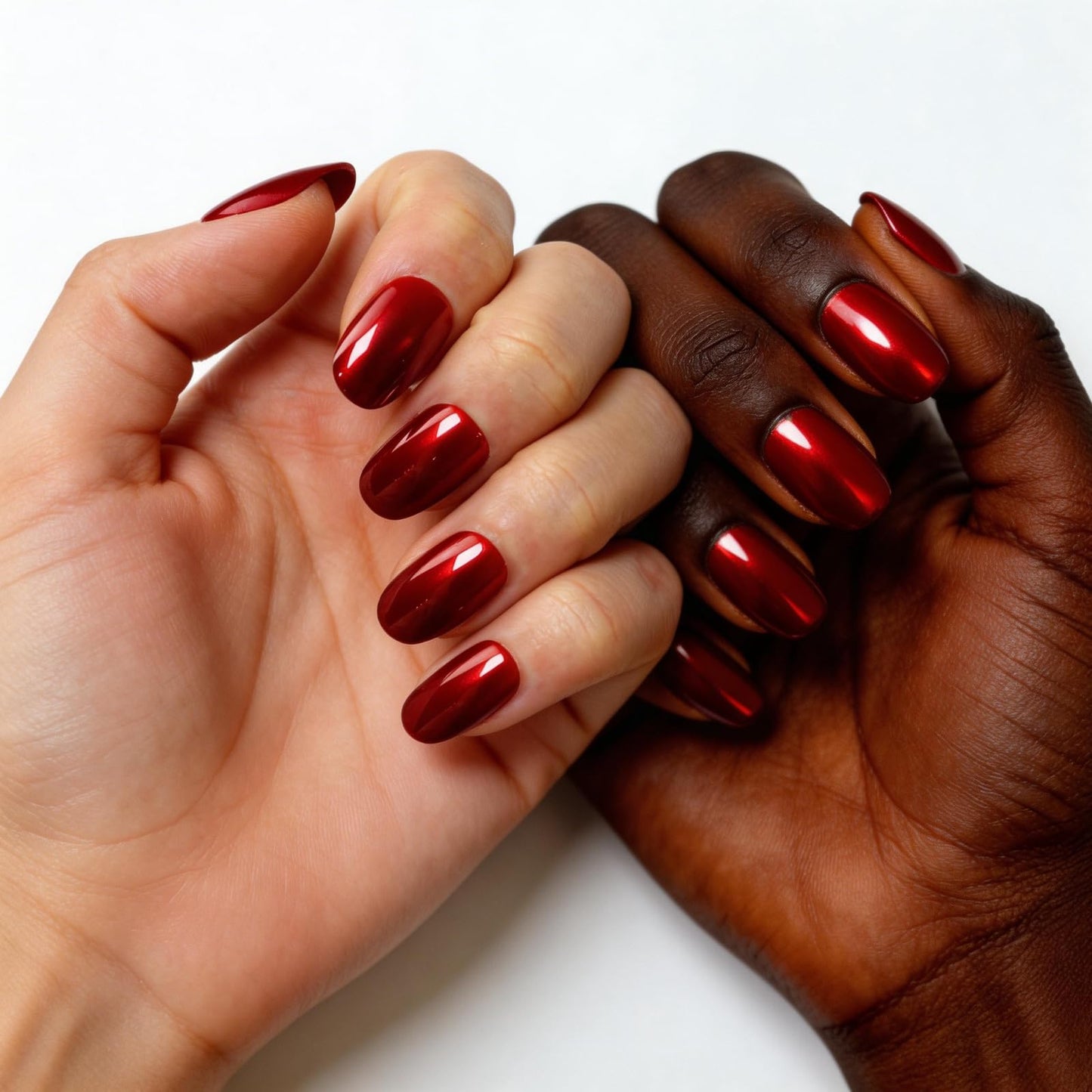 MKM Press On Nails Short - Ruby Red Oval Glossy Fake Nails, Reusable Glue On Nail Kit with Glue, 15 Sizes, Natural Look Acrylic Alternative for Women