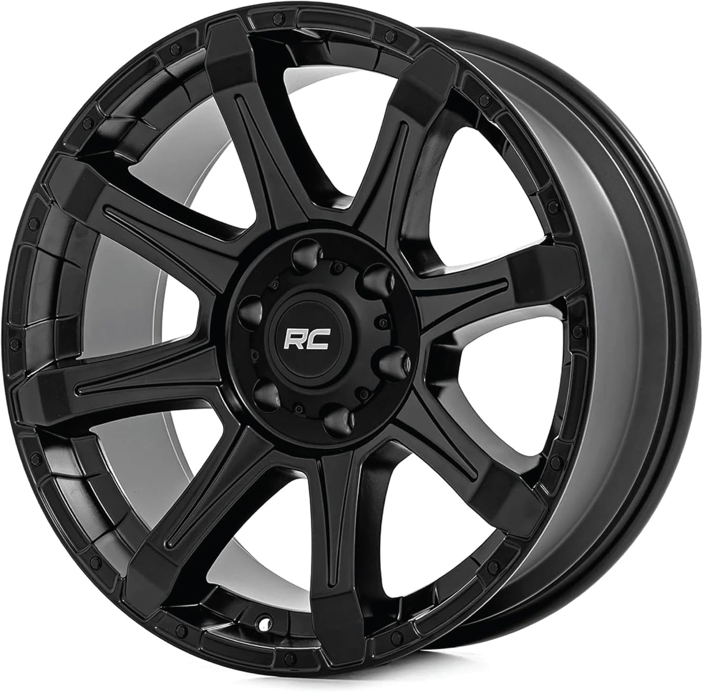 Rough Country 81 Series 20x9 Wheel - 8x180mm Bolt Pattern, +0mm Offset, One-Piece Aluminum, Semi-Gloss Black Off-Road RIm for Trucks, Jeeps, SUV