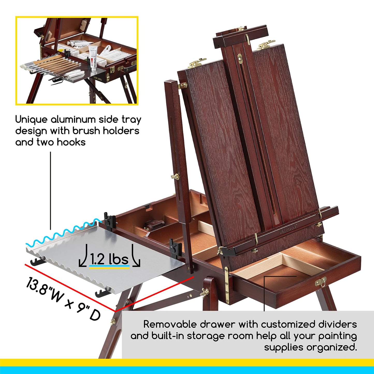 MEEDEN French Easel, Plein Air Easel, Art Easels for Painting Adult, Travel Easels,Portable Artist Easle for Outdoor Painting, Sketching, Display