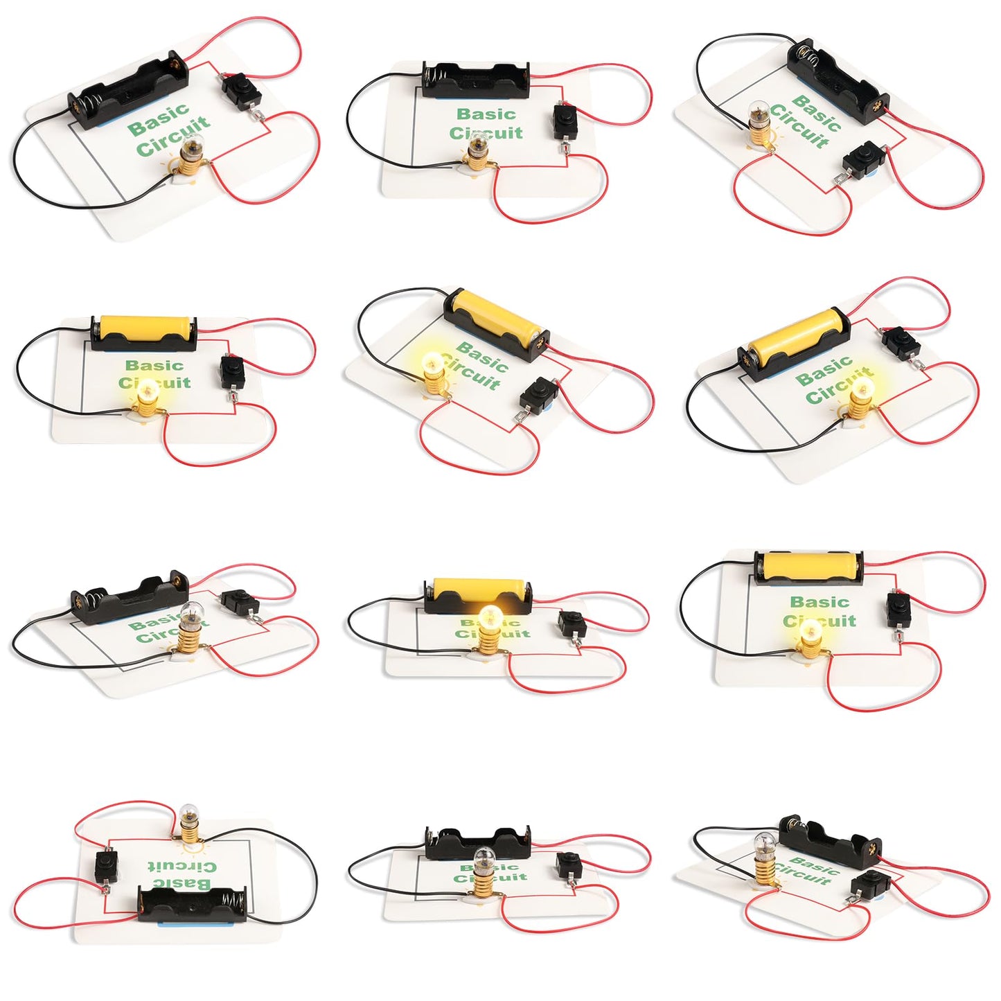 12 Bulk Electric Circuit Kit for Kids Age 6-8 8-12, Basic Circuits Science Light Bulb Experiments for Beginners, Class STEM Projects STEAM Activities, Classroom Educational Circuit Board Building Kits