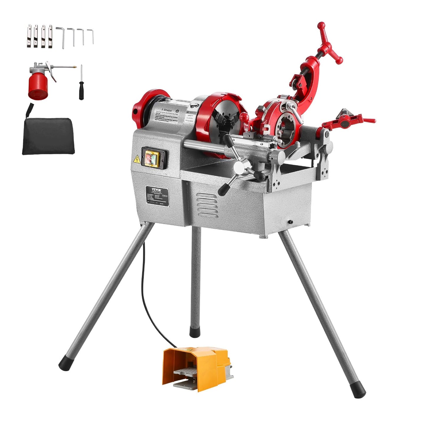 VEVOR Electric Pipe Threader Machine, 750W 28RPM Threading Cutting Machine, 1/2 to 2 inch Pipes Threading Cutter Tool with Foot Pedal for Plumbing, Automotive Repairs, Metalworking