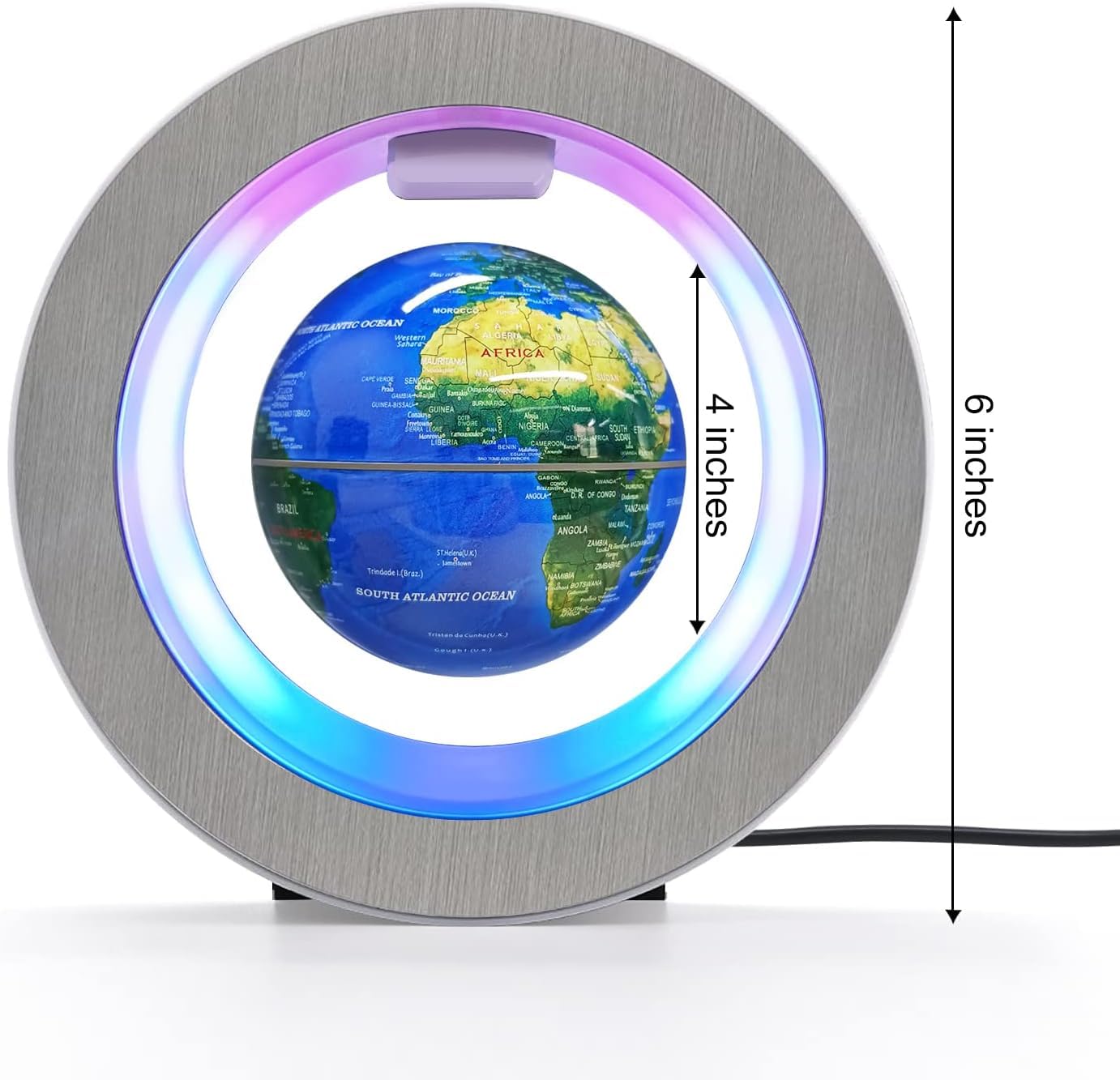 Flagest Magnetic Levitation Floating Globe - Levitating O Shape Globe with LED Lights for Education Home Office Desk Decor - Birthday Holiday Party Gift (4Inches）