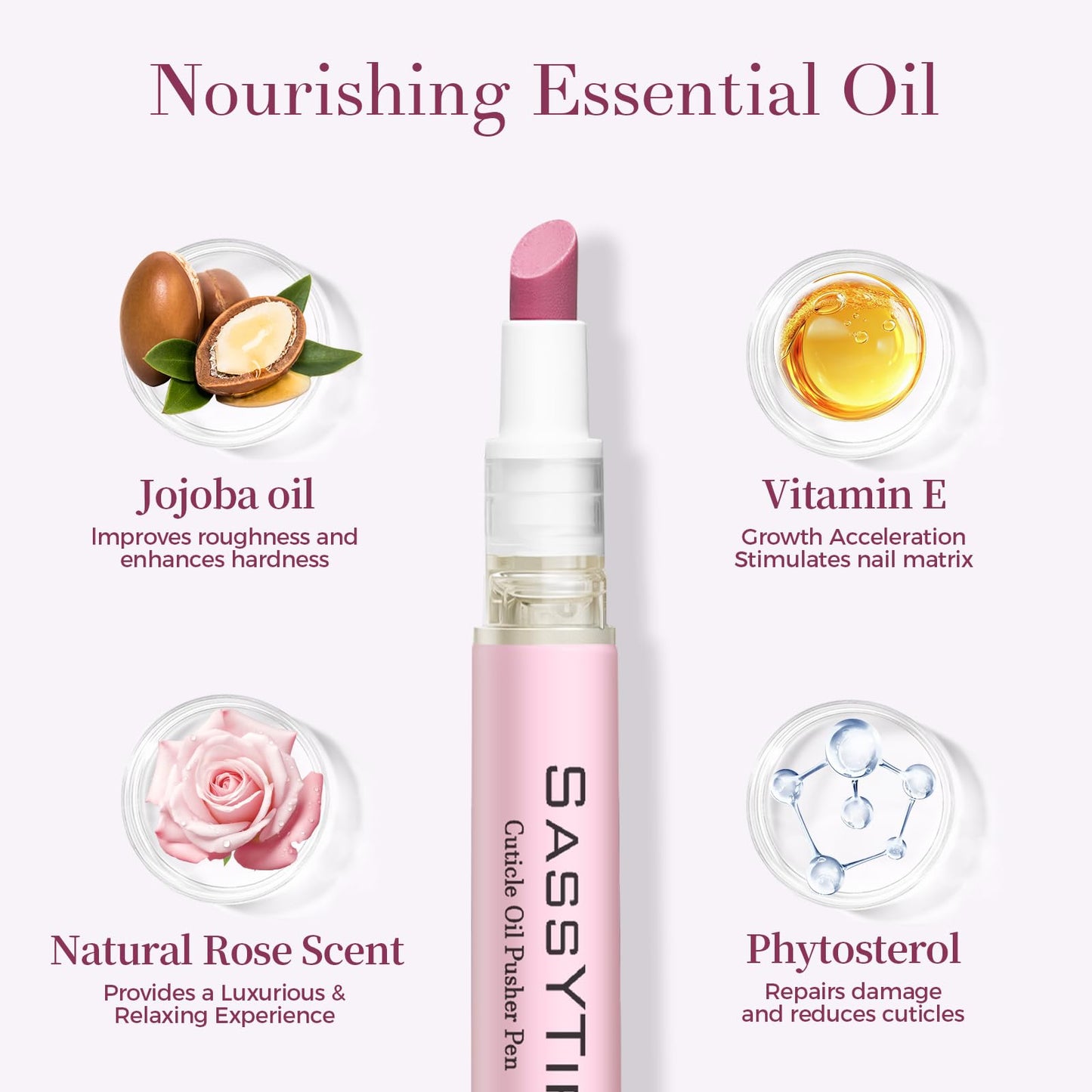 SASSYTIP Cuticle Care Kit - Cuticle Remover Gel (1oz) & Ceramic Pusher with Nourishing Oil Pen (2ml). Complete At-Home Manicure & Pedicure Set for Dry & Damaged Nails. Salon Results (Gel+Pink Pen)