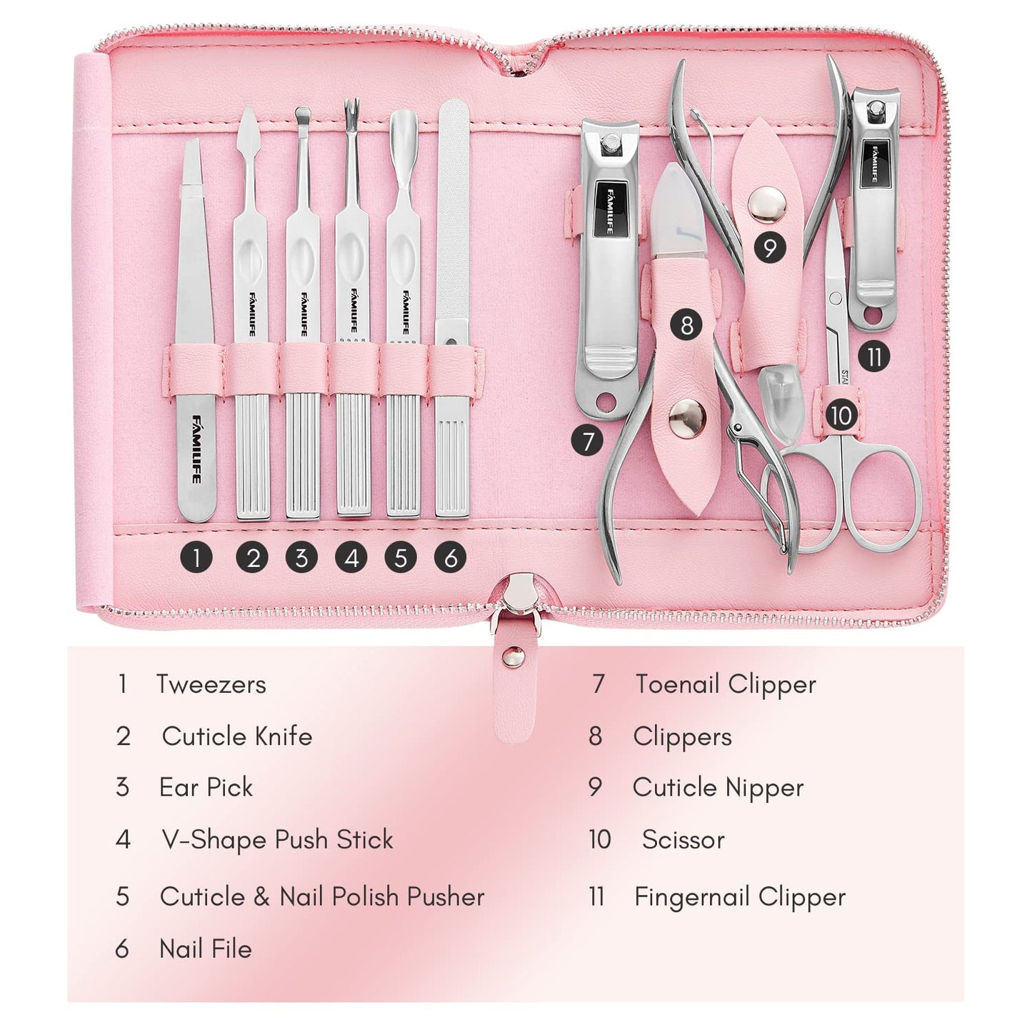 Manicure Set, Familife Manicure Kit Manicure Set Professional 11PCS Nail Clippers for Women Nail Kit Gifts for her and