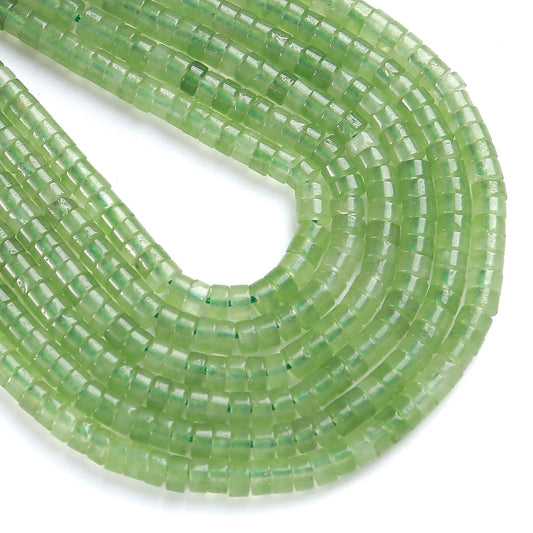 150pcs 2x4mm Natural Prehnite Green Jades Tube Shape Beads Loose Flat Round Cylinder Flat Spacer Green Stone Beads for Bracelet Earrings Jewelry Making