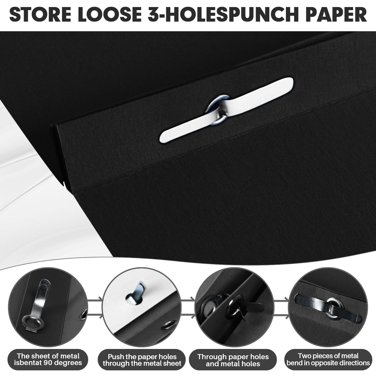 Two Pocket Folders, RAZCC 75 Pack Two Pocket Folders with Prongs, 3 Prong Folders Fit Letter Size Paper, Pocket File Folders for School Office Home Business, Black