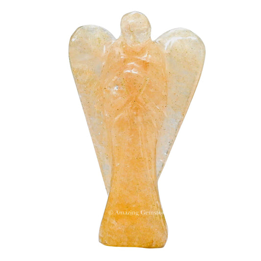 Amazing Gemstone Yellow Aventurine Angel - Yellow Aventurine Crystal Angel and Pocket Guardian Angel Crystal Figurines (2 inches)