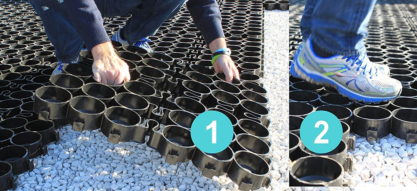TRUEGRID | Deco Permeable Pavers | Designed as Outdoor Pavers for The Driveway, Garden, Patio, or as Stepping Stone Support for Walkways, Poolside, DIY Projects | 1.8" Depth | Sample Pack of 2