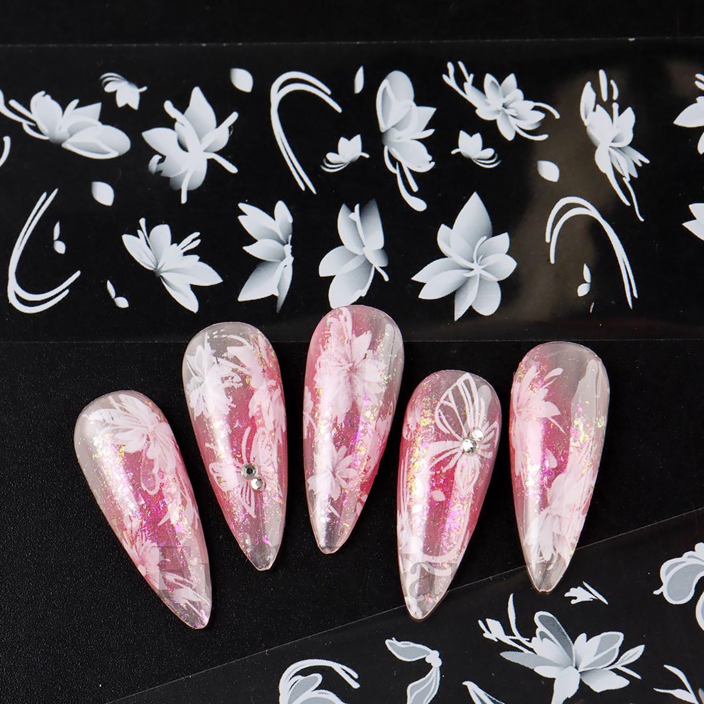 10 Rolls Flower Nail Foils Transfer Nail Art, White Flowers Nail Foil Transfer Stickers Spring Summer Nail Design Stickers Cute Floral Butterfly Nail Art Foils Decals DIY Manicure Supplies for Women